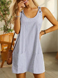 Stella - Striped Pocket Mini Dress
