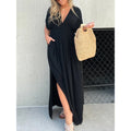 Gisella - V-neck Slit Maxi Dress