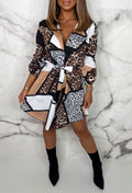 Christel - Flirty Shirt Mini Dress with Animal Print