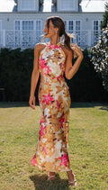 Minirva - Floral Charm High-Neck Midi Dress