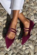 Pointed-toe ballet flats with double strap