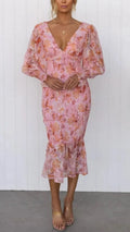 Miley - Flower Print Midi Dress
