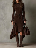 Isla | Suede Midi Dress with Tie Waist