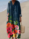 Flower Art Print Casual Dress