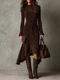 Isla | Suede Midi Dress with Tie Waist
