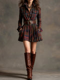 Magdalena | Elegant short checkered dress