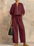 Alba | Two-Piece Set: Relaxed-Style Shirt and Wide-Leg Pants